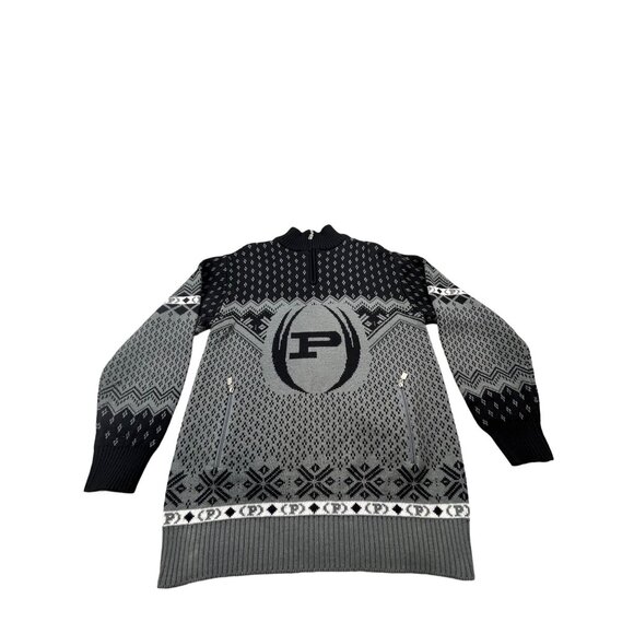 Phat Farm Mens XXL Nordic Zip Pocket Sweater In Black & Gray Christmas - Picture 1 of 14